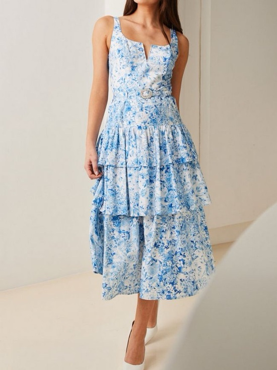 Generation Love Dresses & Skirts - Generation Love Celeste Floral Cotton Poplin Drop Waist Belted Midi Dress NEW